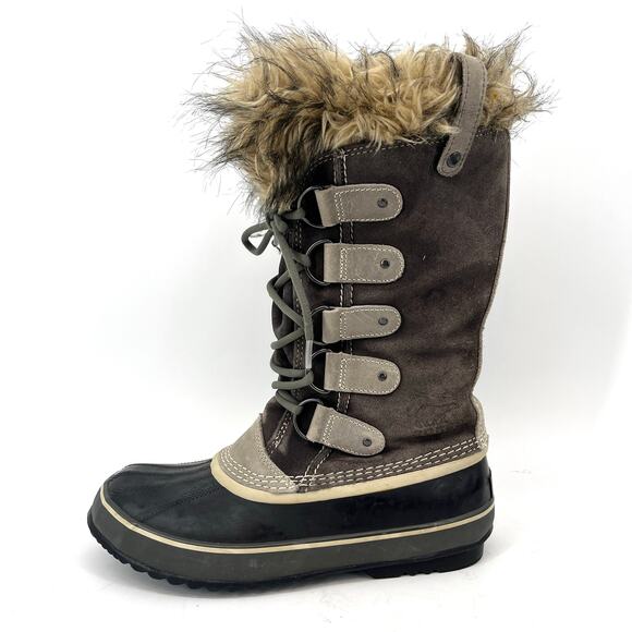 Sorel Women's 11 / 42 Joan of Arctic  Faux Fur Lined Tall Taupe Suede Boots - Picture 1 of 9
